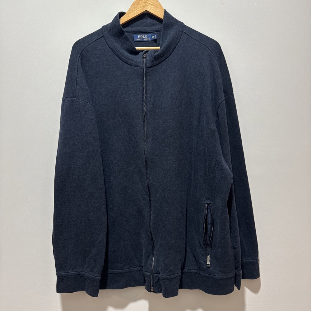 Polo Ralph Lauren Jacket Men’s 2XBIG Navy Blue Herringbone 100% Cotton Jersey